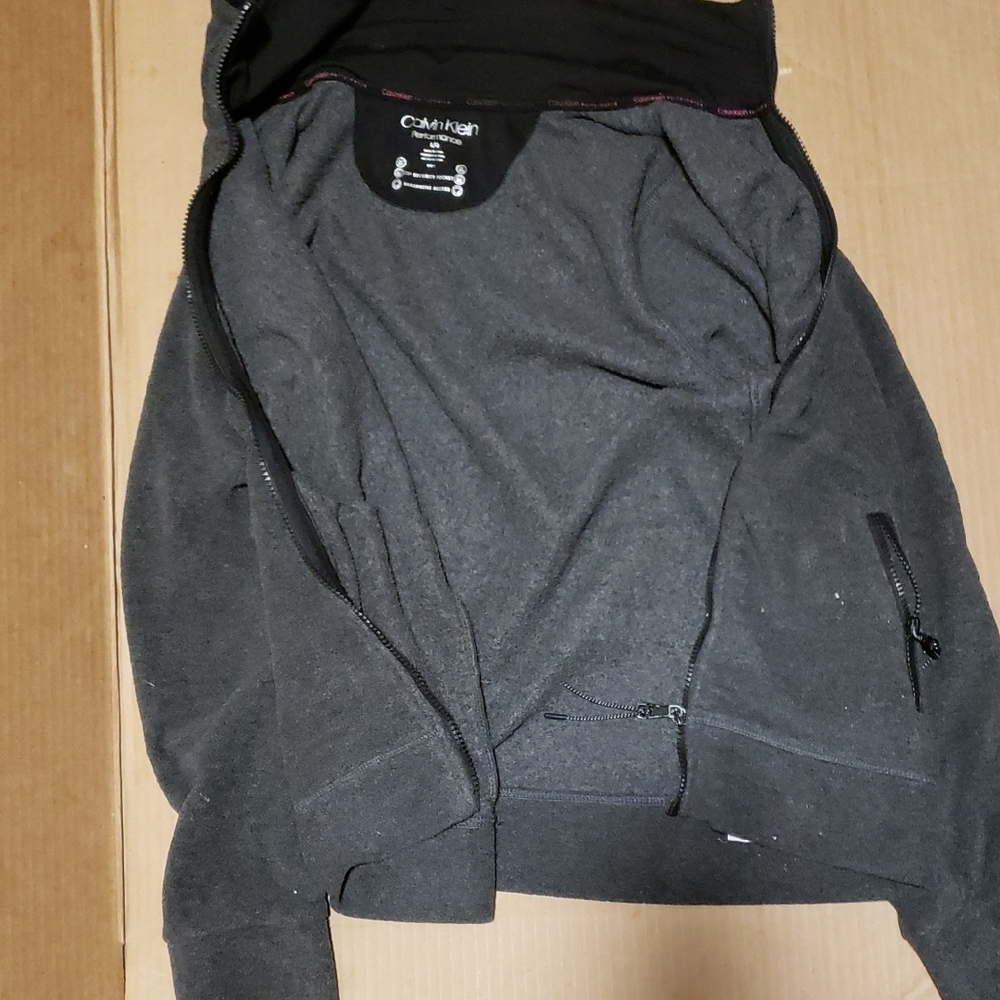 Calvin Klein Men's Charcoal Zip-Up Sweater